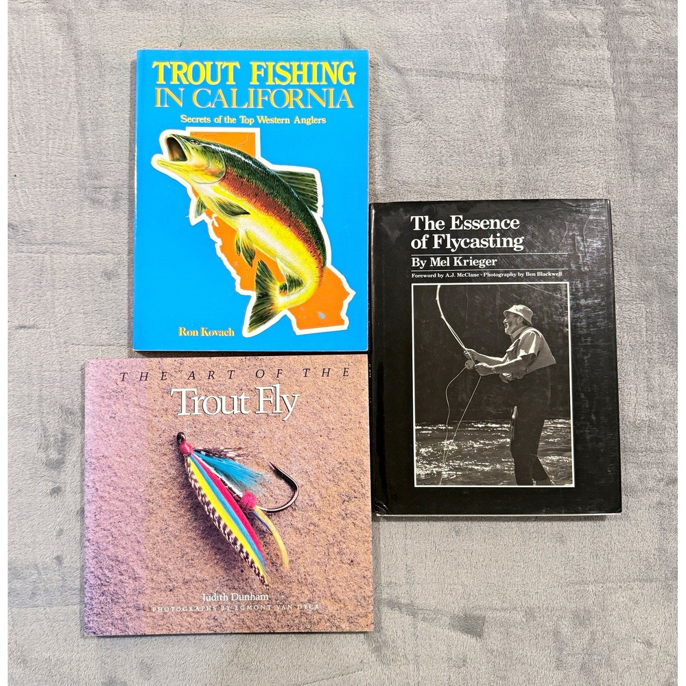VINTAGE Fly Fishing Book LOT Trout California Mel Krieger Art Fly Tying Casting